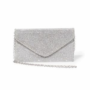 Tiny rhinestone sparkling flashy statement envelope bag